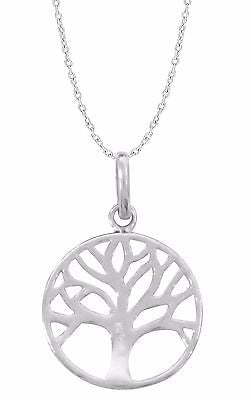 Sterling Silver Tree Of Life Pendant Round Charm Necklace 18"