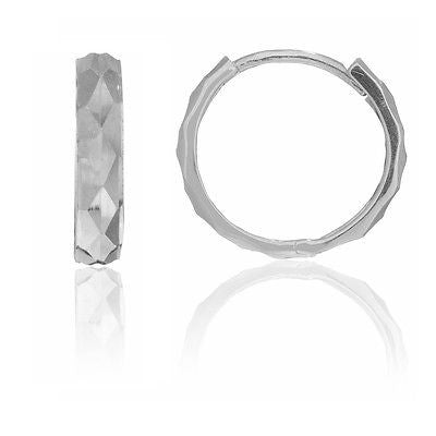 Ritastephens 14K Solid White Gold Shiny DC Huggy Earrings - Elegant 3x13.5mm Huggie Hoops, Modern Compact Gold Hoops, 14K White Gold Huggies, Sleek and Stylish Gold Huggies, Small and Shiny Hoop Earrings