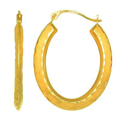 10k Yellow Gold Oval Hoops Hoop Earrings 21mm