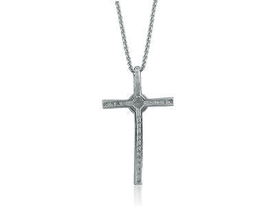 Sterling Silver CZ Baby Cross Charm Necklace 16"