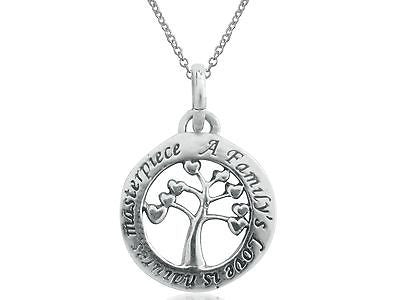 Sterling Silver Tree of Life Round Circle Pendant Charm Necklace 18" 14mm