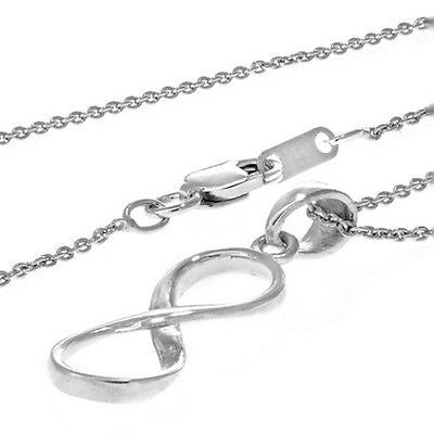 Sterling Silver Dangle Infinity Charm Pendant Adjustable Necklace 16"-18"