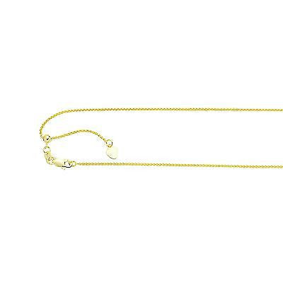 10K Yellow Gold Adjustable Wheat Chain 1.0mm Necklace 16-22"
