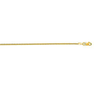 Ritastephens 14K Solid Yellow Gold Round Wheat Chain Necklace 1.5mm – Available in 16", 18", 20", 22", 24", 30" Lengths