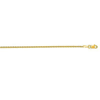 14K Solid Yellow Gold Round Wheat Chain Necklace 1.5mm 16",18",20",22",24",30"