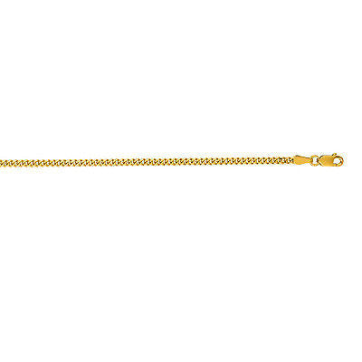 14K Solid Yellow Gold Gourmette Chain Necklace 2mm