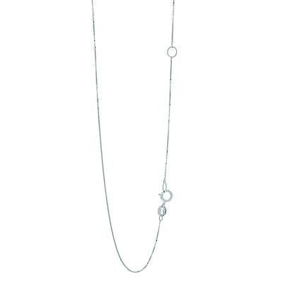 Ritastephens 14K White Gold Box Chain Necklace 0.6mm – Adjustable 18" to 20" with Sleek and Modern Design