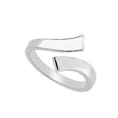 Sterling Silver Crossover Shiny Adjustable Ring or Toe Ring