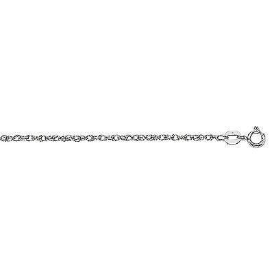 Ritastephens 14K White Gold Rope Chain Necklace 0.9mm – Elegant and Classic Design Available in 16", 18", 20", 24" Lengths
