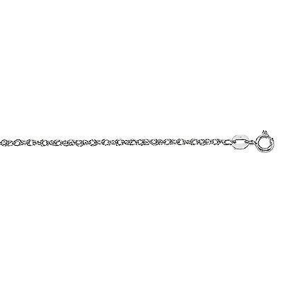 14K White Gold Rope Chain Necklace 0.9mm 16", 18", 20", 24"