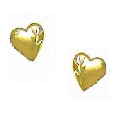 14k Yellow Gold Heart Stud Earrings Small Baby Children