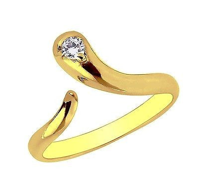Ritastephens Sleek 10K Yellow Gold Snake Ring with Sparkling Cubic Zirconia – Adjustable Custom Fit, Elegant Statement Jewelry, Unique Fashion Accessory with Trendy Design