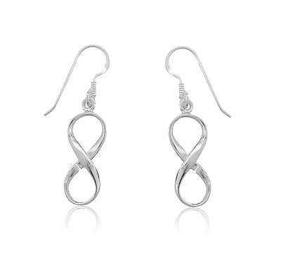 Sterling Silver Infinity Dangle Kidney Wire Earrings 35mm