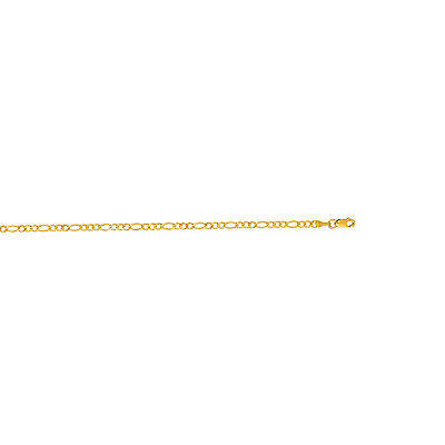 14K Solid Yellow Gold Figaro Chain Necklace 3.1mm 16", 18", 20", 22", 24", 30"