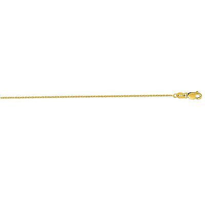 14K Solid Yellow Gold Cable Chain Necklace Lobster catch 1.1mm 16",18",20",24"
