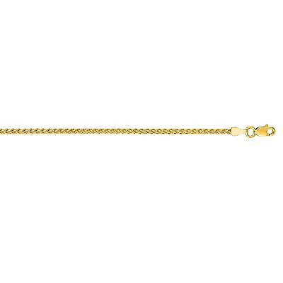 14K Solid Yellow Gold Round Wheat Chain Necklace 2.1mm 16",18",20",22",24",30"