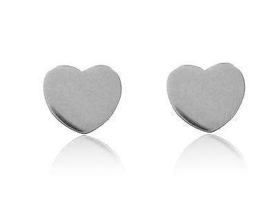 Sterling Silver Heart Stud Earrings Shiny 9x10mm