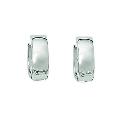 Sterling Silver Shiny Huggy Huggie Hoops Earrings 14.5mm