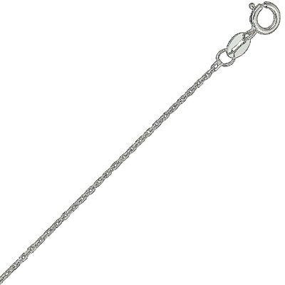 14K White Gold Cable Link Chain Necklace 1.1mm 16", 17", 18", 20", 24"