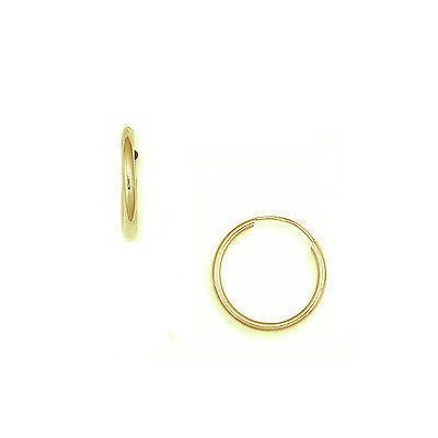 10K Yellow Gold Hoops Endless baby Hoop Earrings 10mm