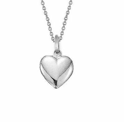 .925 Sterling Silver Puffed Heart Love Charm Pendant Necklace 18" Large