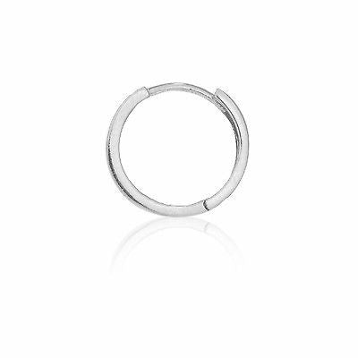 Ritastephens 14K White Gold Men's Single Tubular Huggy Hoop Earring – Elegant 2.7x14mm Real Gold, Unisex Classic Design, Sleek & Petite, Premium Fine White Gold Jewelry