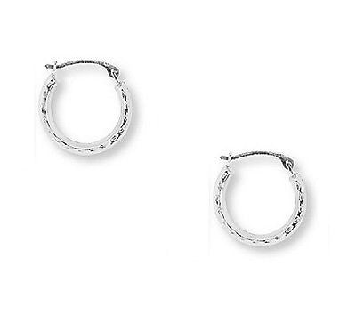 Sterling Silver Diamond Cut Round Huggy Huggies Hoops Hoop Earrings 2x12mm