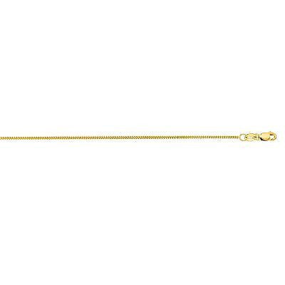 10K Solid Yellow Gold Gourmette Curb Link Chain Necklace 16 18  20 24 inch 1mm