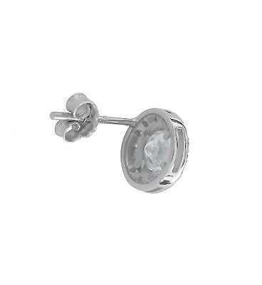 Sterling Silver Round Circular CZ Solitaire Bezel Set Halo Stud Earrings 9mm