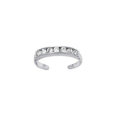 10k Solid White Gold CZ Toe Ring Body Art Adjustable