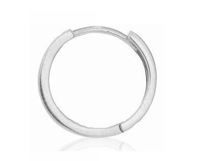 14K White Gold Tubular Huggie Huggy Hoop Men's Single Earring 2.2x12.5mm Unisex