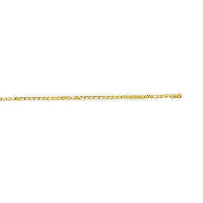 14K Solid Gold Mirror Heart Link Necklace 2.9mm 16",18"