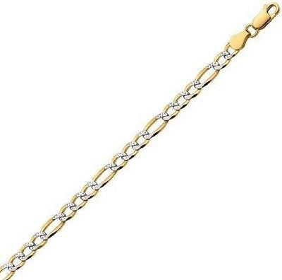 Ritastephens Elegant .925 Sterling Silver Gold Overlay Figaro Chain Necklace | 20 Inches Long, 4.5mm Wide