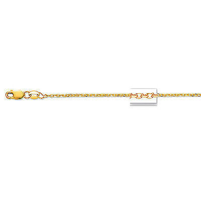14K Solid Yellow Gold Cable Link Chain Necklace 1.4mm 16",18", 20", 24"