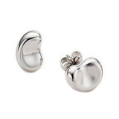 .925 Sterling Silver Kidney Bean Earrings Small