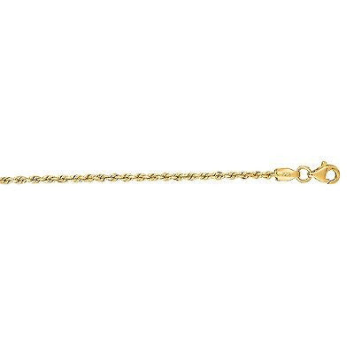 10K Solid Yellow Gold Rope Chain Necklace 16",18", 20", 22", 24", 30" 2mm