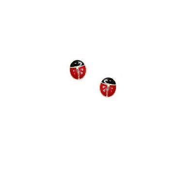 .925 Sterling Silver Ladybug Enamel Post Stud Earrings Lady Bug 5mm Small