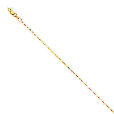 14K Solid Yellow Gold Cable Link Chain Necklace 0.8mm 16",18", 20"