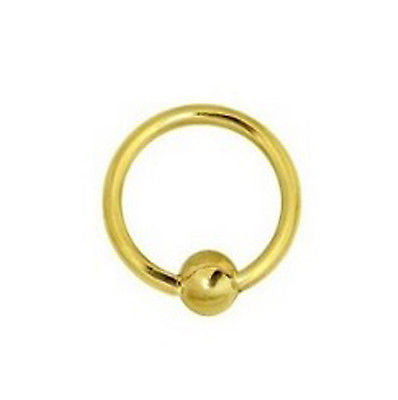 14K Solid Yellow Gold Nipple Captive Ball Closure Bead Ring Body Jewelry 17mm