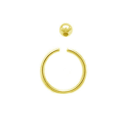 14K Solid Yellow Gold Captive Ball Closure Bead Nipple Ring Body 16 gauge
