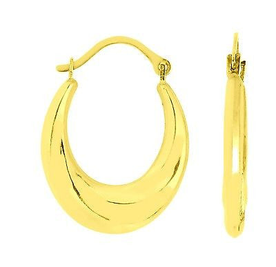 10K Yellow Gold Twisted Oval Hoops Hoop Earrings 21mm