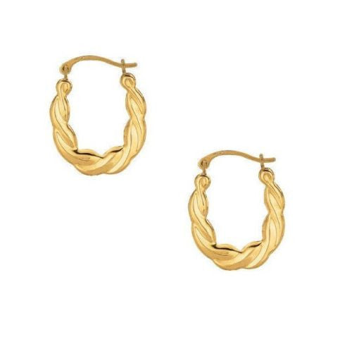 Ritastephens 10K Real Yellow Gold Twisted Tubular Hoops – Elegant 15mm Gold Hoop Earrings with Classic Twisted Design, Chic and Stylish Fine Jewelry for Everyday Sophistication and Trendy Appeal