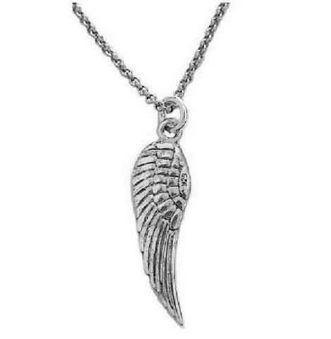 .925 Sterling Silver Angel Wing Charm Necklace  18"