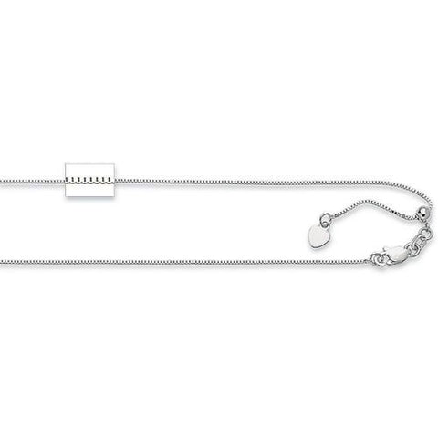 Ritastephens .925 Sterling Silver Box Link Chain Adjustable 0.7mm 16"-22"