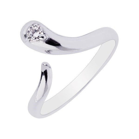 .925 Sterling Silver Cubic Zirconia Snake Adjustable Ring or Toe Ring