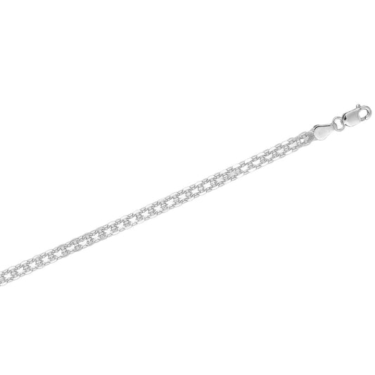 Ritastephens Sterling Silver Bizmark Chain Anklet – Elegant 2.8mm Chain, Adjustable 10" and 11" Length, Classic Design, High-Quality Silver Jewelry