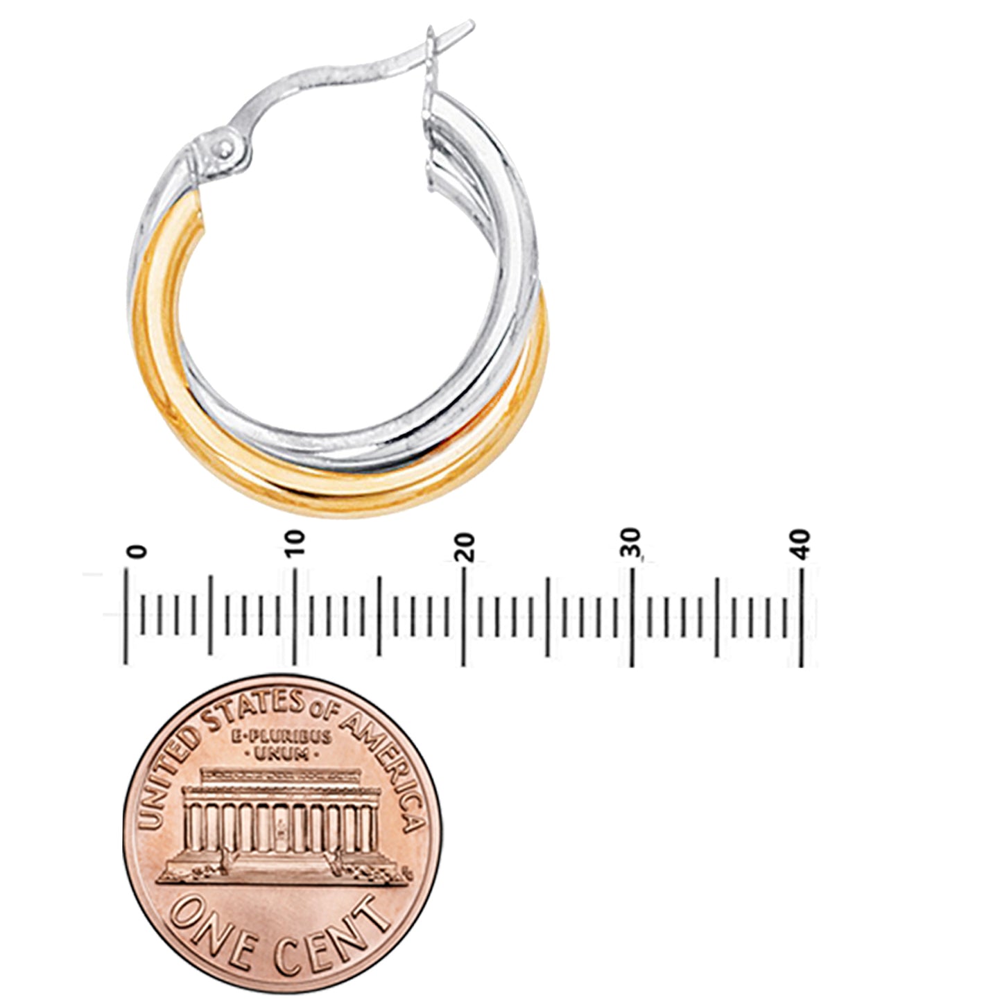 Sterling silver 925 two-tone hoop earrings 25mm Intertwined Hoop Earrings for women