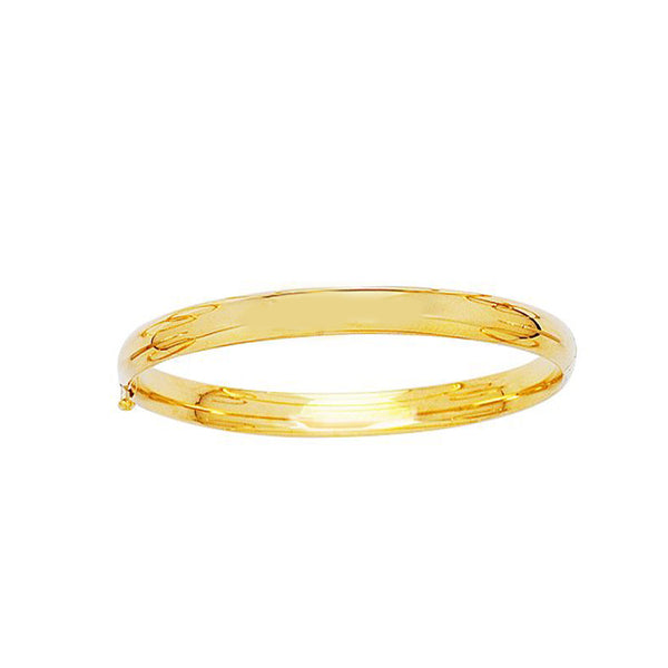 Children's 14K Real Gold Shiny High Polished Baby Kids Bangle Bracelet 5.5"