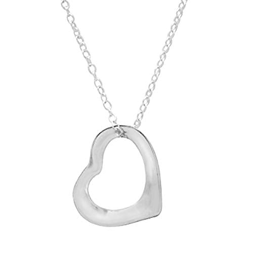 RitaStephens Sterling Silver or gold-tone open floating heart pendant necklace 18 Inches