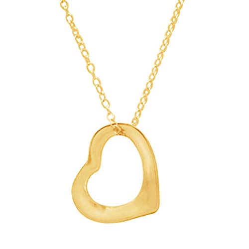 RitaStephens Sterling Silver or gold-tone open floating heart pendant necklace 18 Inches